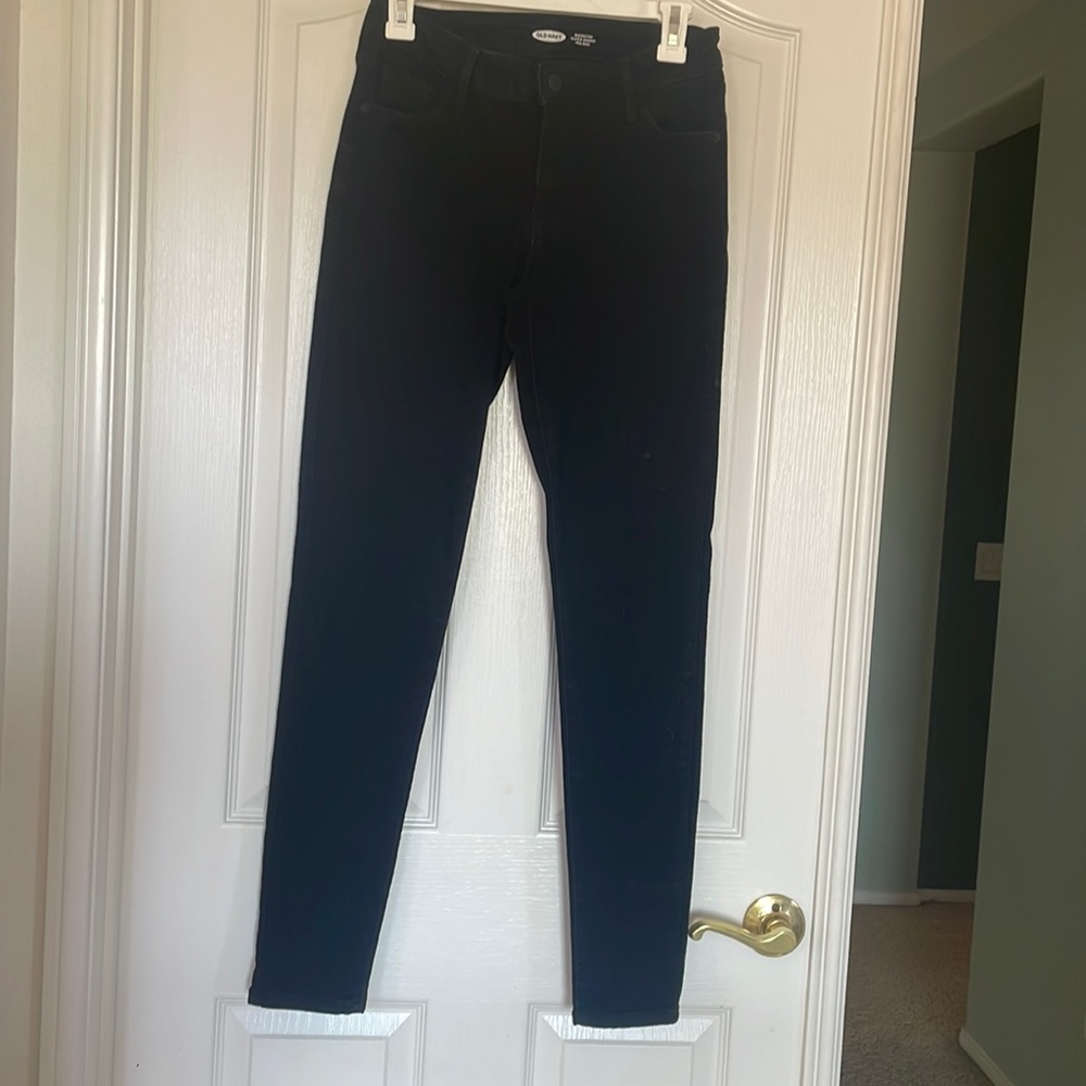 Old Navy rockstar super skinny mid rise black jeans size 4 long